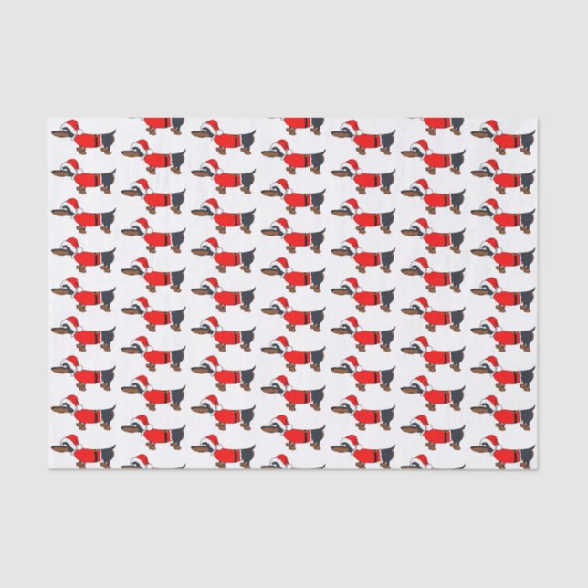 Cartoon Santa Dachshund Dog Christmas Tissue Paper (Front)
