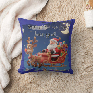 Cartoon Santa Sleigh Winter Throw Pillow