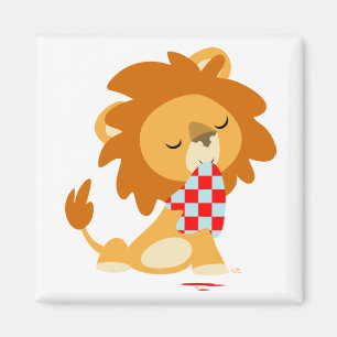 Cartoon Satiated Lion fridge magnet