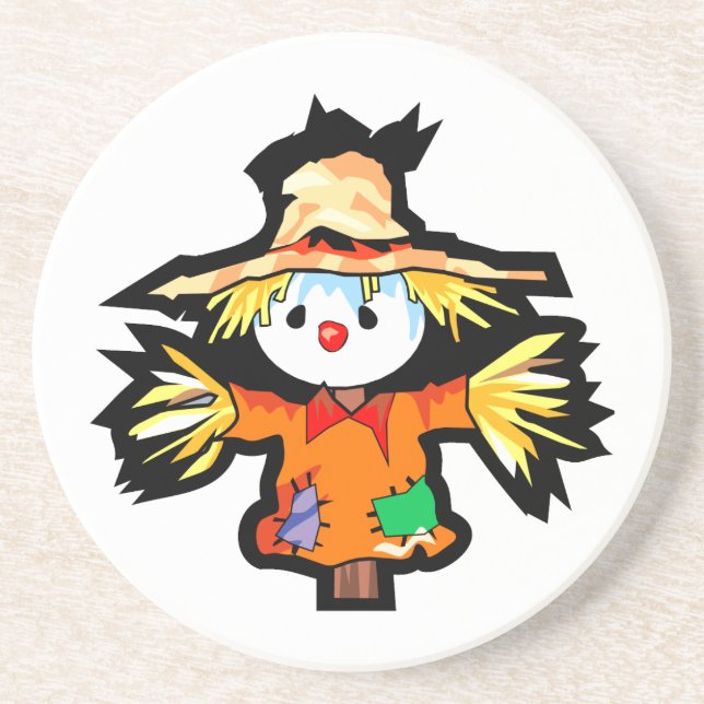 Cartoon scarecrown graphic coaster (Front)