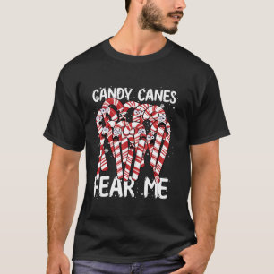 Cartoon Scared Candy Cane Christmas Funny Candy Ca T-Shirt