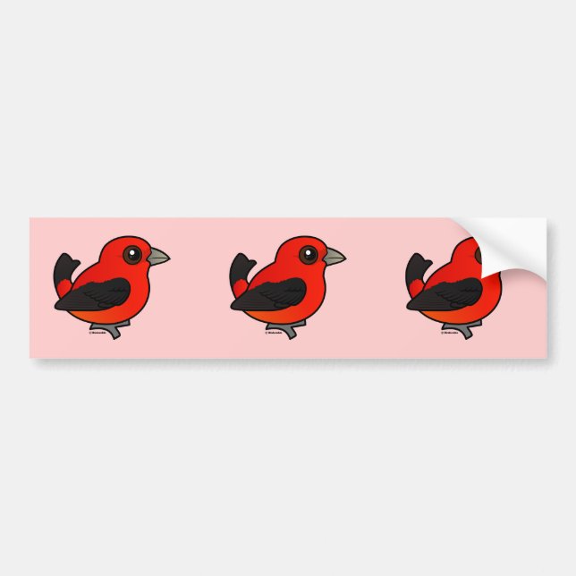Cartoon Scarlet Tanager Bumper Sticker (Front)