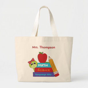 Cartoon School Books Teacher Tote Bag