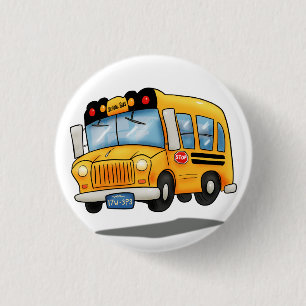 Cartoon School Bus 3 Cm Round Badge