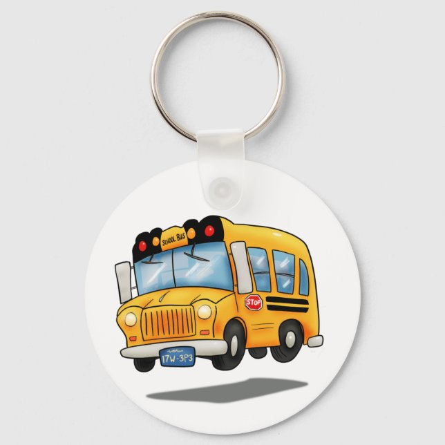 Cartoon School Bus Key Ring (Front)