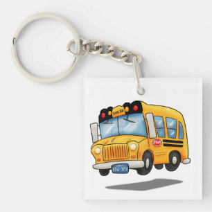 Cartoon School Bus Key Ring
