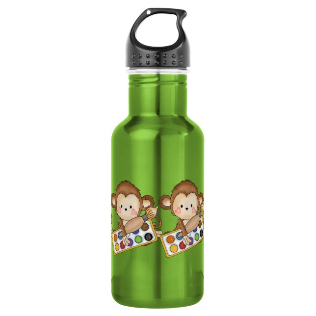 Cartoon School Monkey 532 Ml Water Bottle (Front)