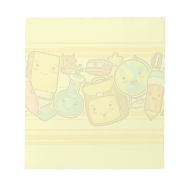 Cartoon School Supply Pattern Post-it Notes (Front)