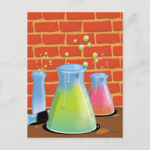 Cartoon Science experiments Postcard