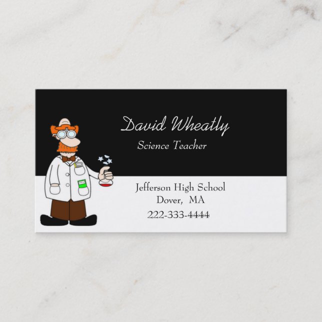 Cartoon Science Teacher Business Card (Front)