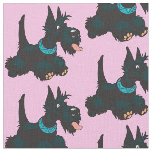Cartoon scottish terrier fabric