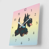 Cartoon scottish terrier round clock (Angle)