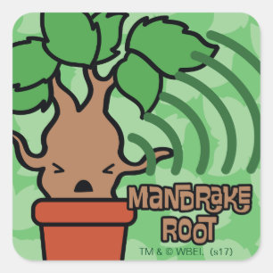 Cartoon Screaming Mandrake Character Art Square Sticker