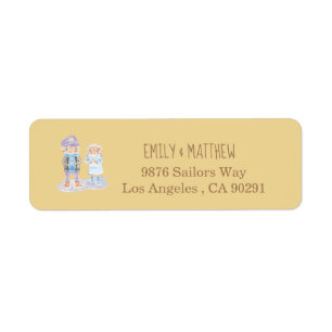 Cartoon Sea Otter Sand Color Return Address Labels