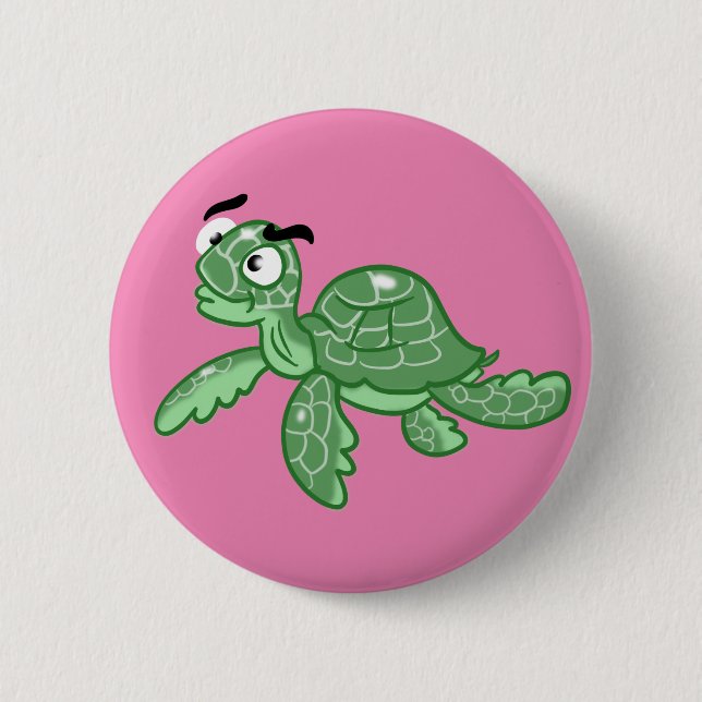 Cartoon Sea Turtle 6 Cm Round Badge (Front)