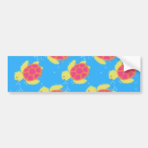 Cartoon Sea Turtle Pattern Bumper Sticker