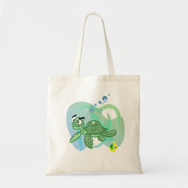 Cartoon Sea Turtle Tote Bag (Front)