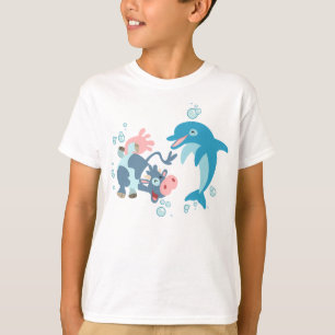 Cartoon Seacow and Dolphin children T-shirt