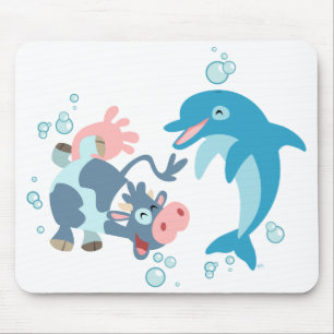 Cartoon  Seacow and Dolphin mousepad