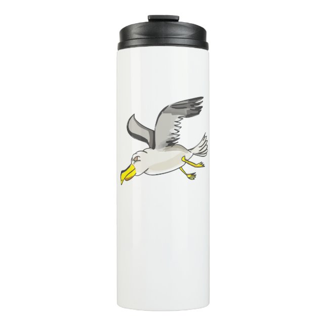 Cartoon seagull flying over head thermal tumbler (Front)