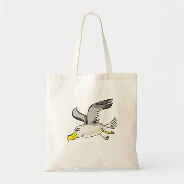 Cartoon seagull flying over head tote bag (Front)
