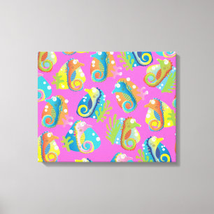 Cartoon Seahorses Canvas Print