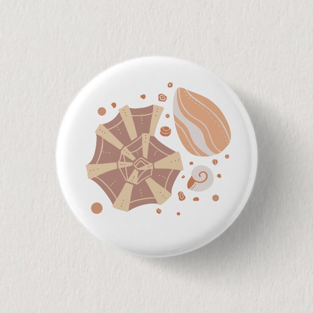 Cartoon seashell with doodle ornament   3 cm round badge (Front)