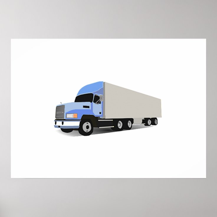 Cartoon Semi Truck Poster | Zazzle