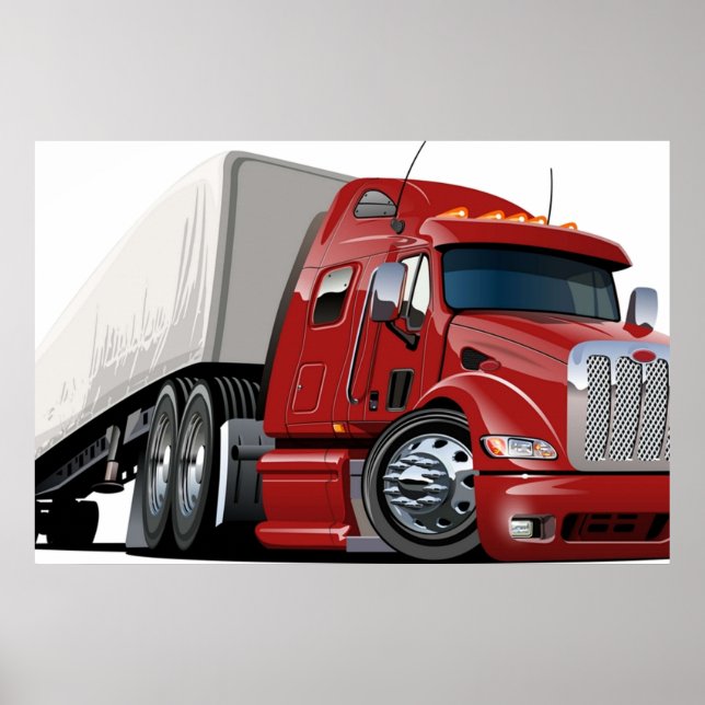 Cartoon semi truck poster (Front)
