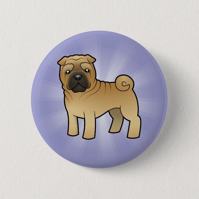 Cartoon Shar Pei 6 Cm Round Badge (Front)