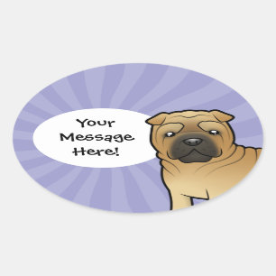 Cartoon Shar Pei Oval Sticker