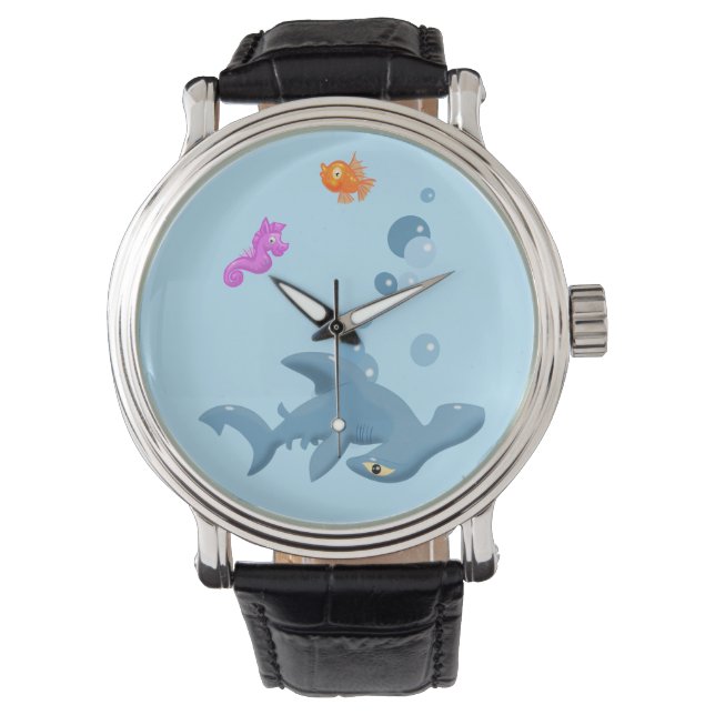 Cartoon Shark, Fish, and Seahorse Watch (Front)