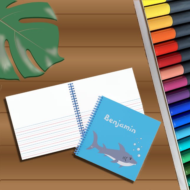 Cartoon Shark Kid Blue Handwriting -Art Notebook (Creator Uploaded)