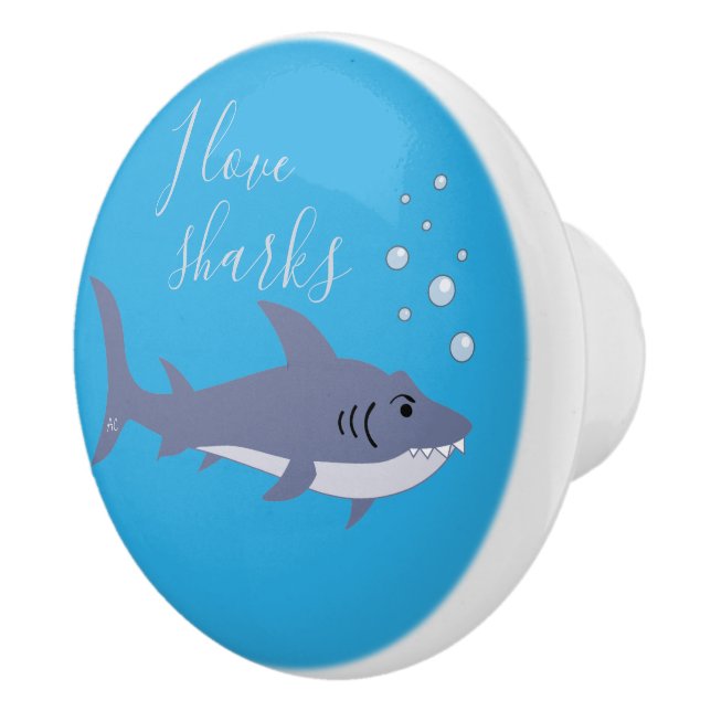 Cartoon Shark Kid Dresser Ceramic Knob (Right)