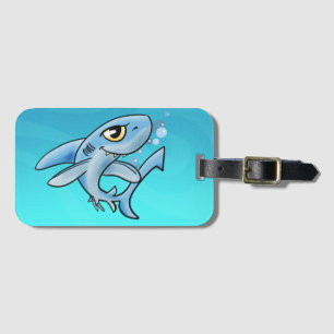 Cartoon shark luggage tag
