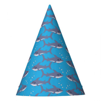 Cartoon Shark Pattern Kid Blue Birthday Hat