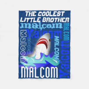 Cartoon Shark Personalised Name Cheer Custom Text Fleece Blanket