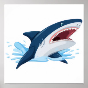 cartoon shark poster