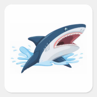 cartoon shark square sticker