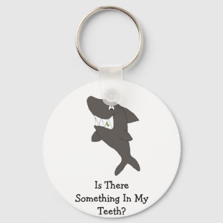Cartoon Shark With Food In Teeth Key Ring