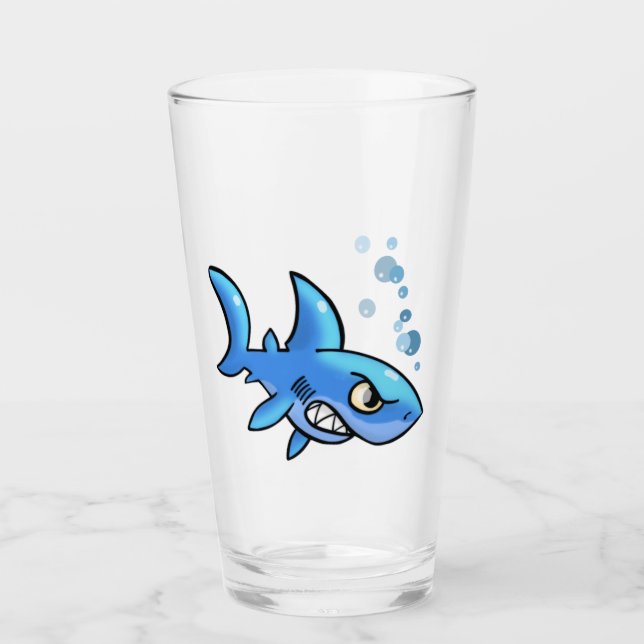 Cartoon Shark with Gritted Teeth Glass (Front)