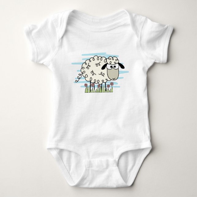 Cartoon Sheep Baby Bodysuit (Front)