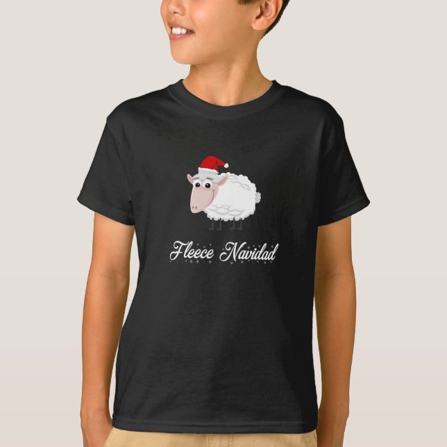 Cartoon Sheep Fleece Navidad T-Shirt (Front)