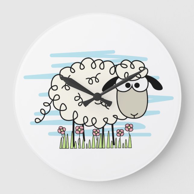 Cartoon Sheep   Large Clock (Front)