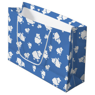 Cartoon Sheep on blue background Large Gift Bag