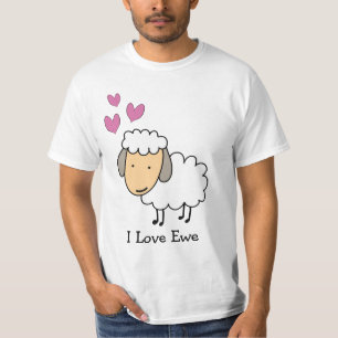 Cartoon Sheep Pun I Love Ewe T-Shirt