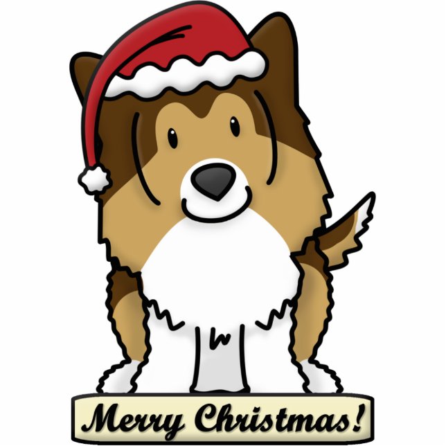 Cartoon Sheltie Christmas Ornament Photo Sculpture Decoration (Front)