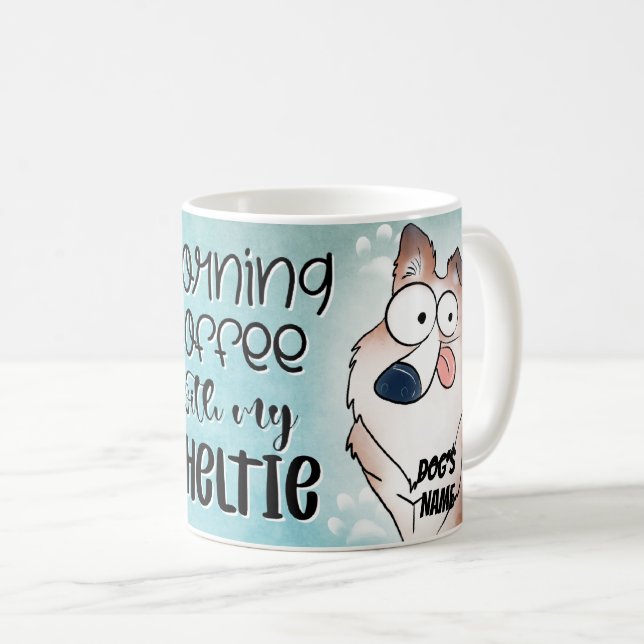 Cartoon Sheltie Dog Pet Coffee Mug, Cup (Front Right)