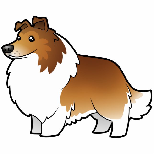Cartoon Shetland Sheepdog / Collie Photo Sculpture Magnet (Front)