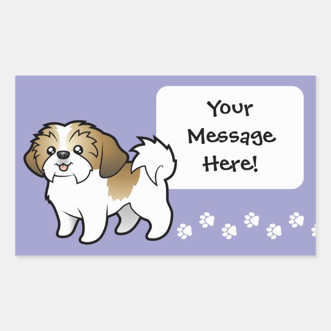 Cartoon Shih Tzu (puppy cut) Rectangular Sticker (Front)